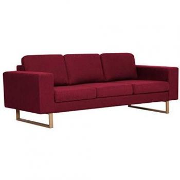 Trivietė Scarlet Elegance Sofa – Vino‑Red Leatherette
