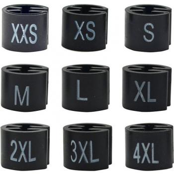 Separadores de Tallas para Perchas, 100 Etiquetas en Negro (Impresas con Cubos de Tamaño)