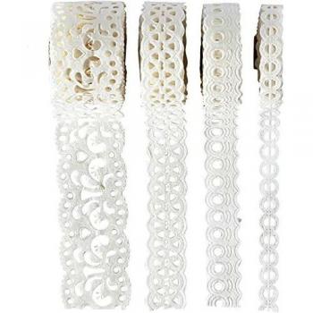 Papier washi, B : 8 – 23 mm, blanc, lot de 4, 4 x 2 m