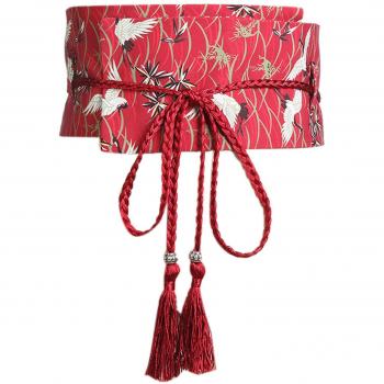 Kimono Estilo Tradicional con Obi Rojo