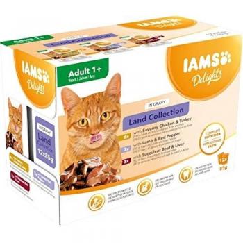 48x85g Delights : lot mixte Terre en sauce Adult IAMS Pâtée pour chat