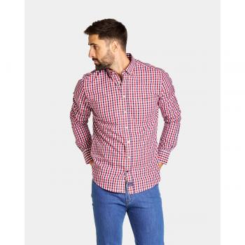 Popelín Masculino Corte Regular Cuadros de Color para Oficina y Casual