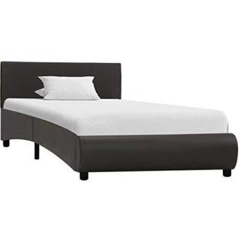 VidaXL 90x200cm LED Bed Frame in Gray with Synthetic Leather Finish