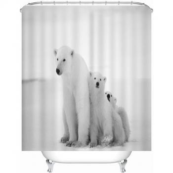 Zoo Polar Bear Shower Curtain and Bathroom Mat Set