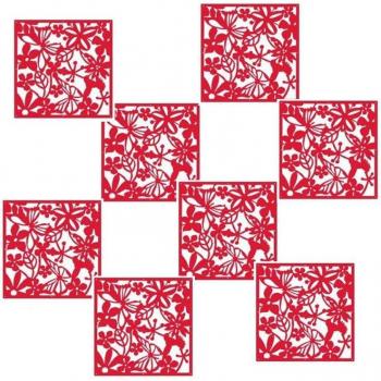 Rideaux suspendus motif papillon et fleurs 8 pièces
