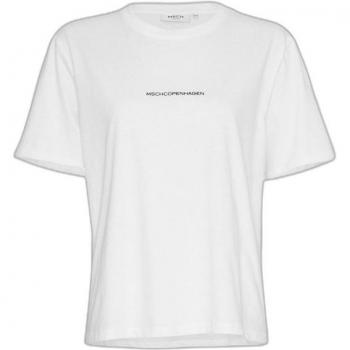 Moss Copenhagen Terina Organic Damen T-Shirt mit Logo und fixiertem Ärmelaufschlag