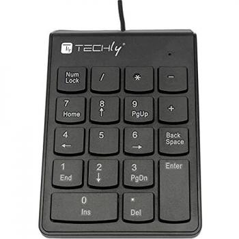 TECHLY 362794 Mini Tastierino Numerico con Cavo USB e 18 Tasti Nero