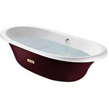 Roca Baignoire Newcast 1700 × 850 mm, Fonte Émaillée, Fond Antidérapant, Ext. Bordeaux, Sans Pied