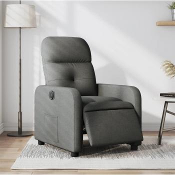 Sillón reclinable eléctrico de tela gris oscuro Vidaxl