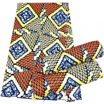 Tissu Coton Imprimé Ankara Doré Bleu