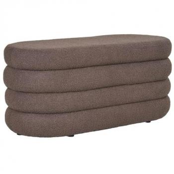 Neo Pouf avec Compartiment Rangement Tissu Bouclette Marron