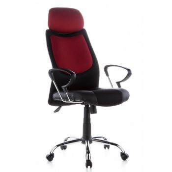 Home Office Chefsessel City 80 – Schwarz/Weinrot mit Kopfstütze