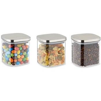 Verre Provisions Rectangulaire – Ensemble de 3 Bocaux (600 ml)