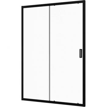 Porta Doccia Sicilia 140cm – Profili in Alluminio Nero Opaco, Vetro 6mm Trasparente