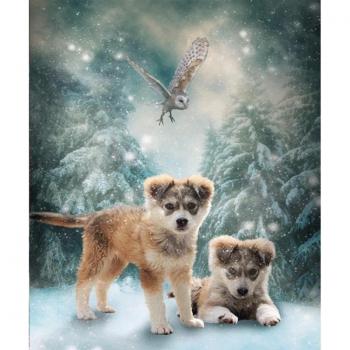 Bricolage Abstrait: Deux Chiens en Diamants