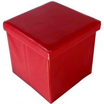 Echtwerk Hocker mit Stauraum Store Cube EW-SW-0415 Kunstleder rot