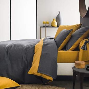 Housse de couette bambou écorcé bicolore Gris 240x220cm