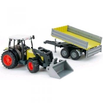 Tracteur Claas Nectis 267F avec fourche frontale et remorque Bruder 1:16