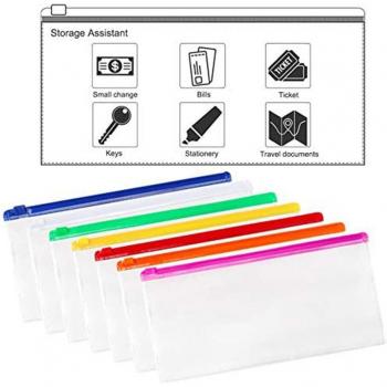 7pcs Poly Zipper File Bags for A6
