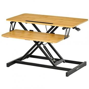 Vinsetto Escritorio Elevable con Altura Ajustable 13,5-51 cm y Bandeja Desmontable 80x40 cm Madera Natural
