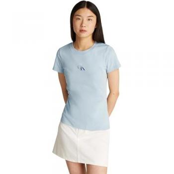 Calvin Klein Jeans T-shirt a manica corta monogramma gradiente slim mist blu