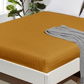 Super King 25cm Fitted Sheet Soft Brushed Microfiber Satin Stripes Fade Resistant Easy Care Breathable