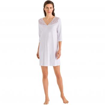 HANRO Damen Nachthemd Moments, 3/4 Arm, 100 cm, Farbe Weiß