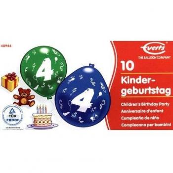 Luftballon‑Set „Vier“ – 10 Rundzahlen (Latex, 75 / 85 cm)