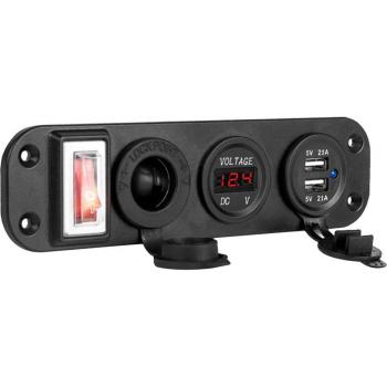 LED Voltmeter Dual USB Charger for 12V/24V Systems
