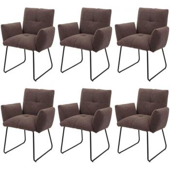Chaises de Salle à Manger en Métal et Tissu Marron