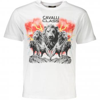 Cavalli Class Elegant White Logo Tee