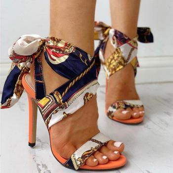 Summer High Heel Sandals with Strap Pattern for Women