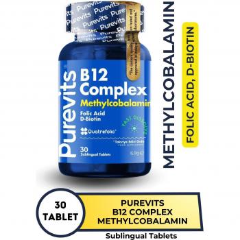 B12 complex met foliumzuur en biotine in 30 sublinguale comprimés