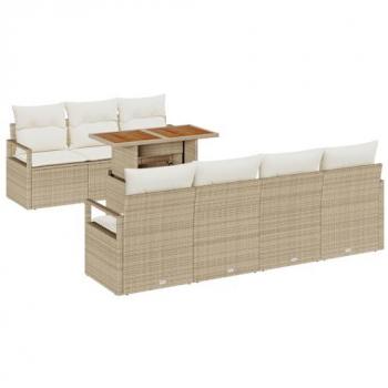 Set de Canapé de Jardin 8 Pièces Beige et Crème
