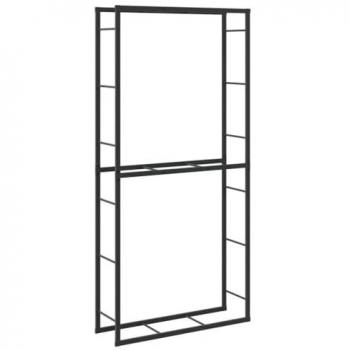 Black Steel Firewood Rack 100x30x209 cm