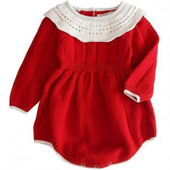 Warm Red Romper for Baby Girls 0-24M