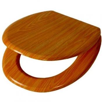 Classic Oak MDF Toilet Seat with Metal Fittings