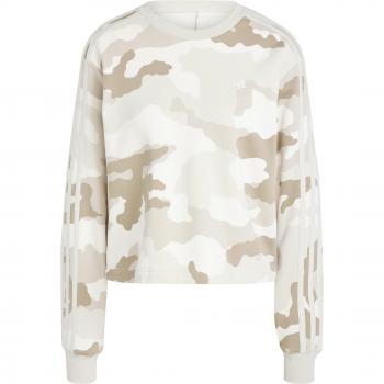 Sudadera corta adidas Essentials 3 franjas camuflaje mujer beig