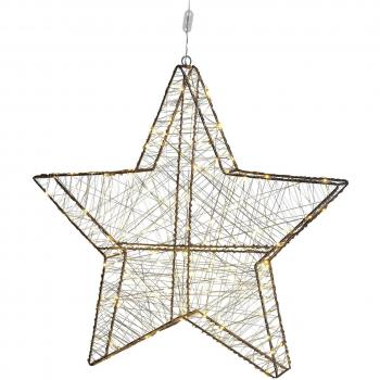 Garden Hanging Decor Star Shaped Metal Frame with LED Fairy Lights 58 x 58 cm