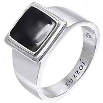 Klassischer Herren Siegelring Quadrat mit Emaille aus 925 Silber, 1 ct