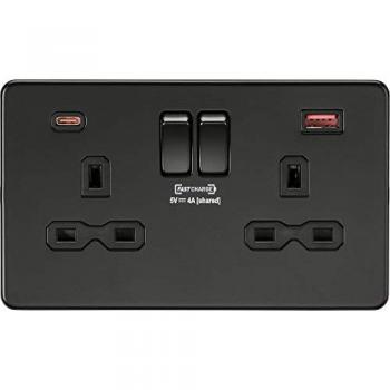Knightsbridge 13A 2G DP Switched Socket with Dual USB FASTCHARGE Ports (A + C)