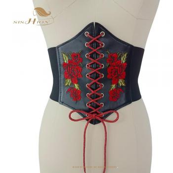 Elastisches Korsett mit gotischer Blumenstickerei und Schnallen