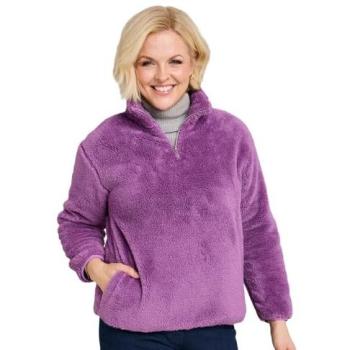 Amber Women's Warm Half‑Zip Plum Fleece Sweater – Size 12‑14