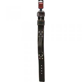 Collier en cuir à poignée 60 cm marron