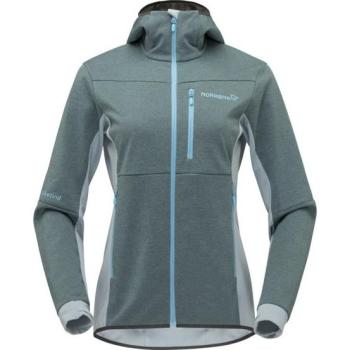 Felpa Norrona Falketind Warm2 Octa Hood Donna XS Pile Verde Light Blue