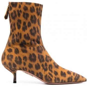 Aquazzura Women's Animal Print Leather Boots Size 36