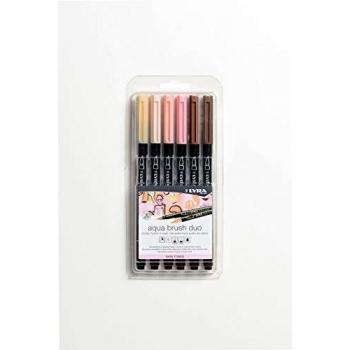 Rotulador Lyra Aqua Brush Acuarelable Doble Punta y Pincel Tonos de Piel Blister 6 unidades