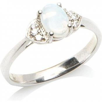 Silver Opal Goddess Ring – White (Rhodium) – 12x16mm