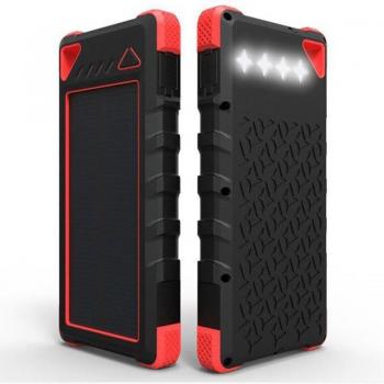 IPX6 Waterproof 16000mAh Dual USB Solar Power Bank with 4 LED Indicators