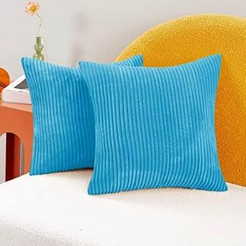 Deconovo Cozy Breeze Throw Pillow Covers – Large Square, Light Blue